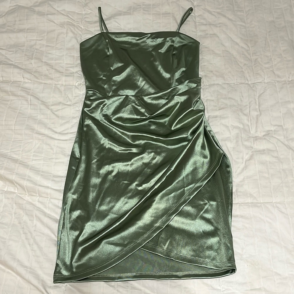 Windsor wrapped in stylish satin mini dress